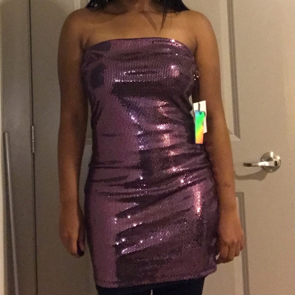 Purple sequin mini dress NWT